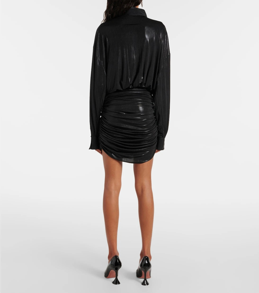 Norma Kamali - Boyfriend ruched lamé minidress