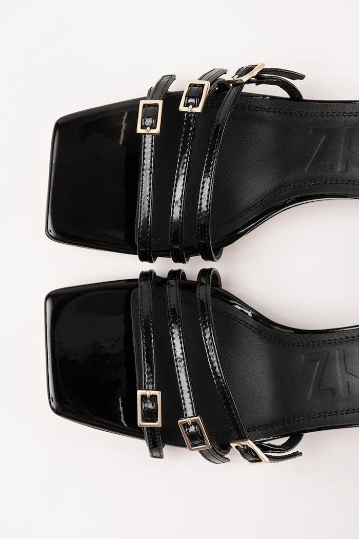 Souliers Martinez deri eğimli platformlu sandaletler EDEN