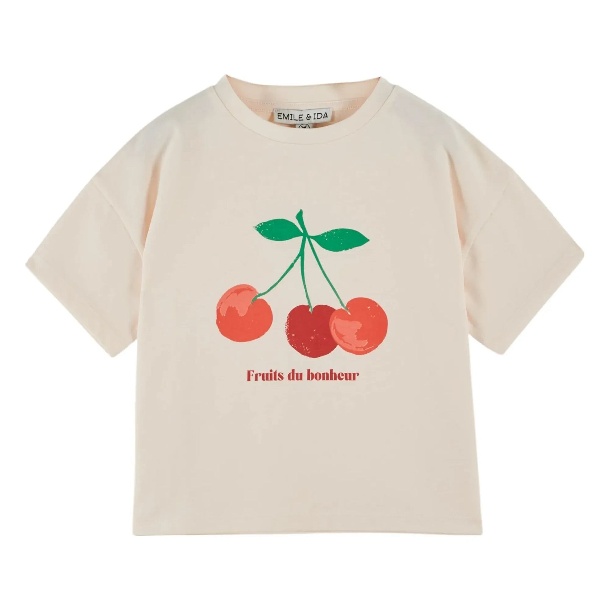 Emile et Ida - Cherry organic cotton T-shirt | Cream