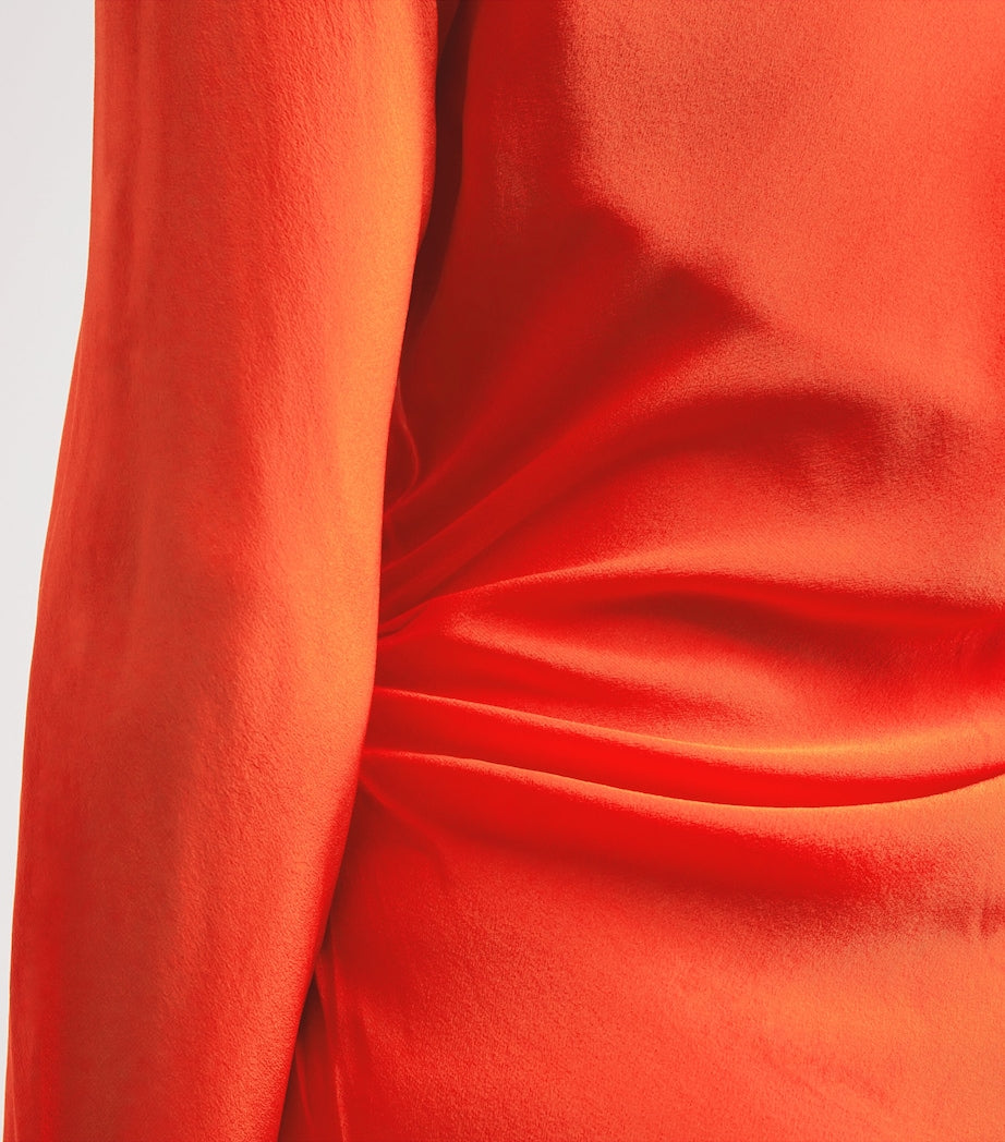 SIR. Orange Silk Gathered Fresca Maxi Dress