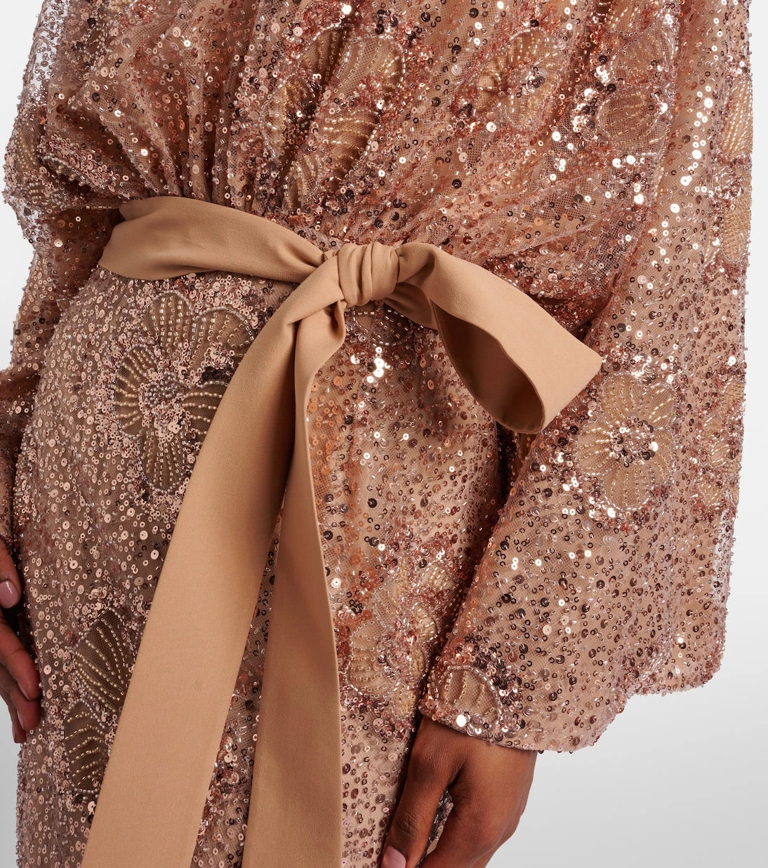 Elie Saab - Belted sequined silk-blend gown