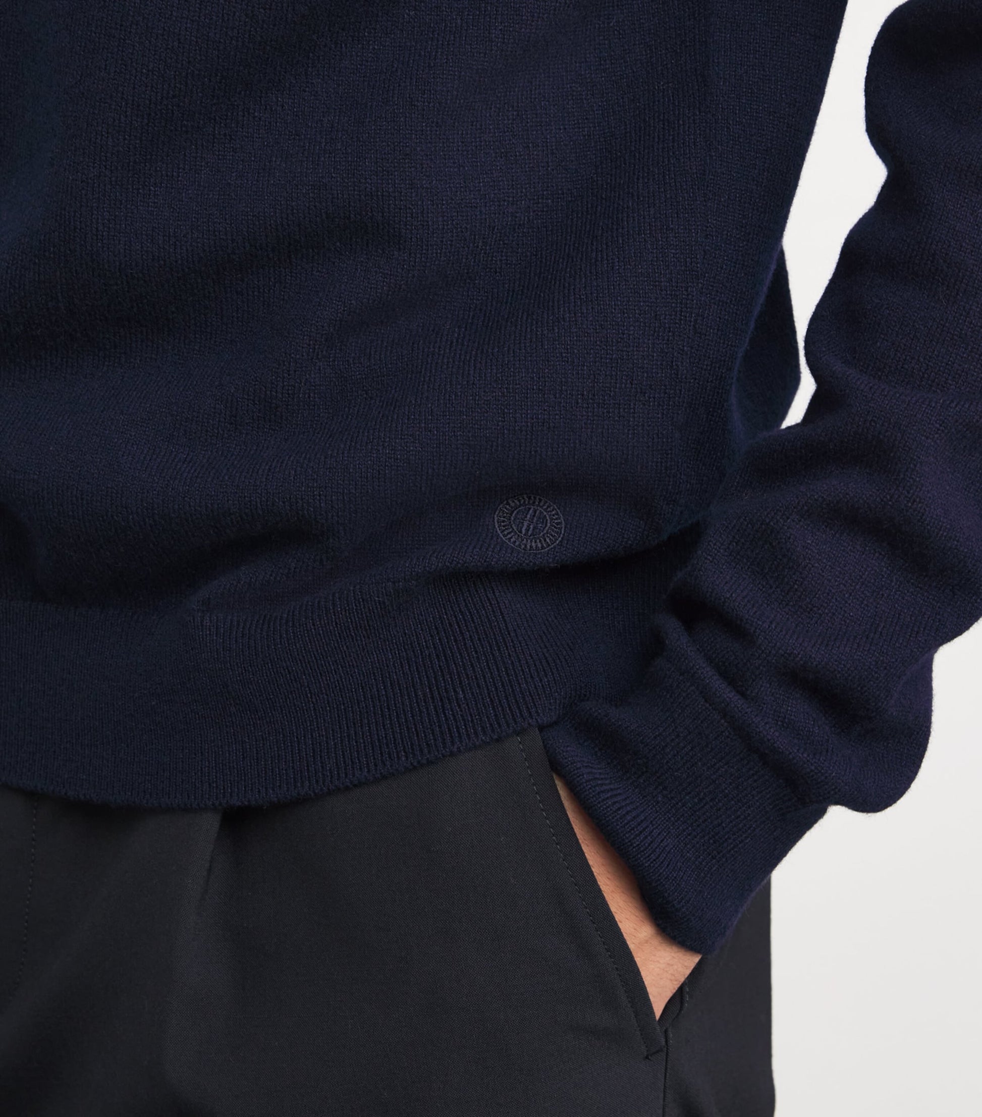 Navy Cashmere Polo Sweater