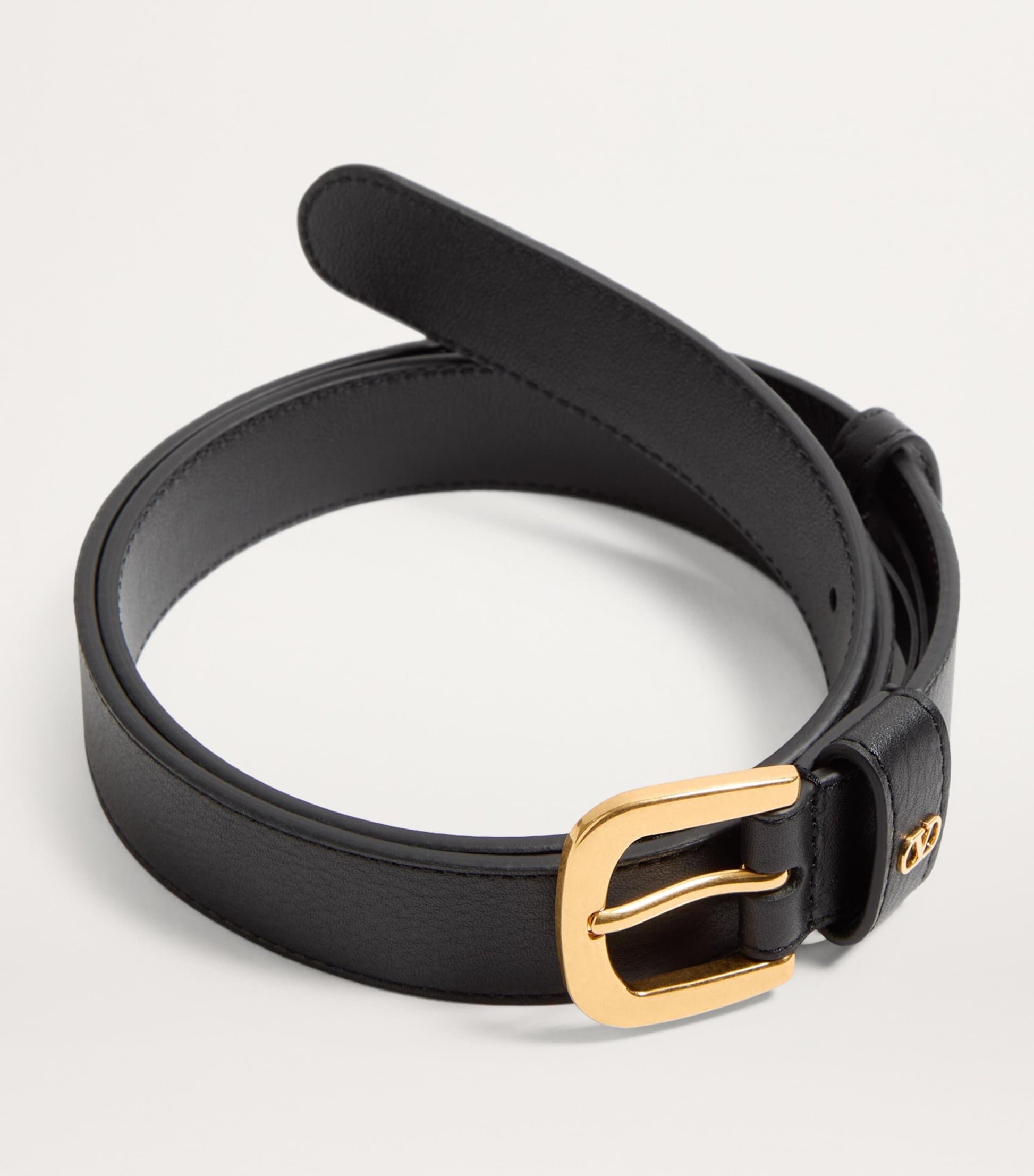Valentino Garavani Black Leather VLogo Signature Belt