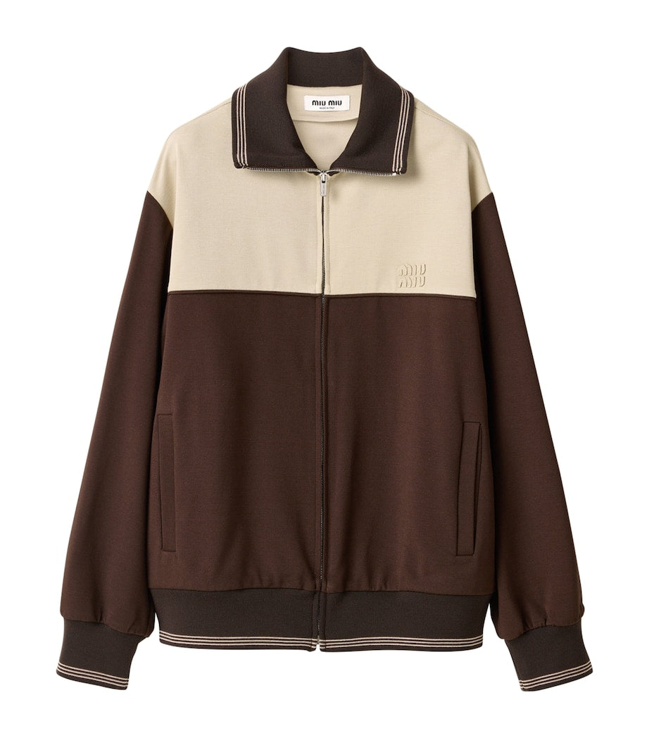 Brown Two-Tone Zip-Up Bomber Jacket