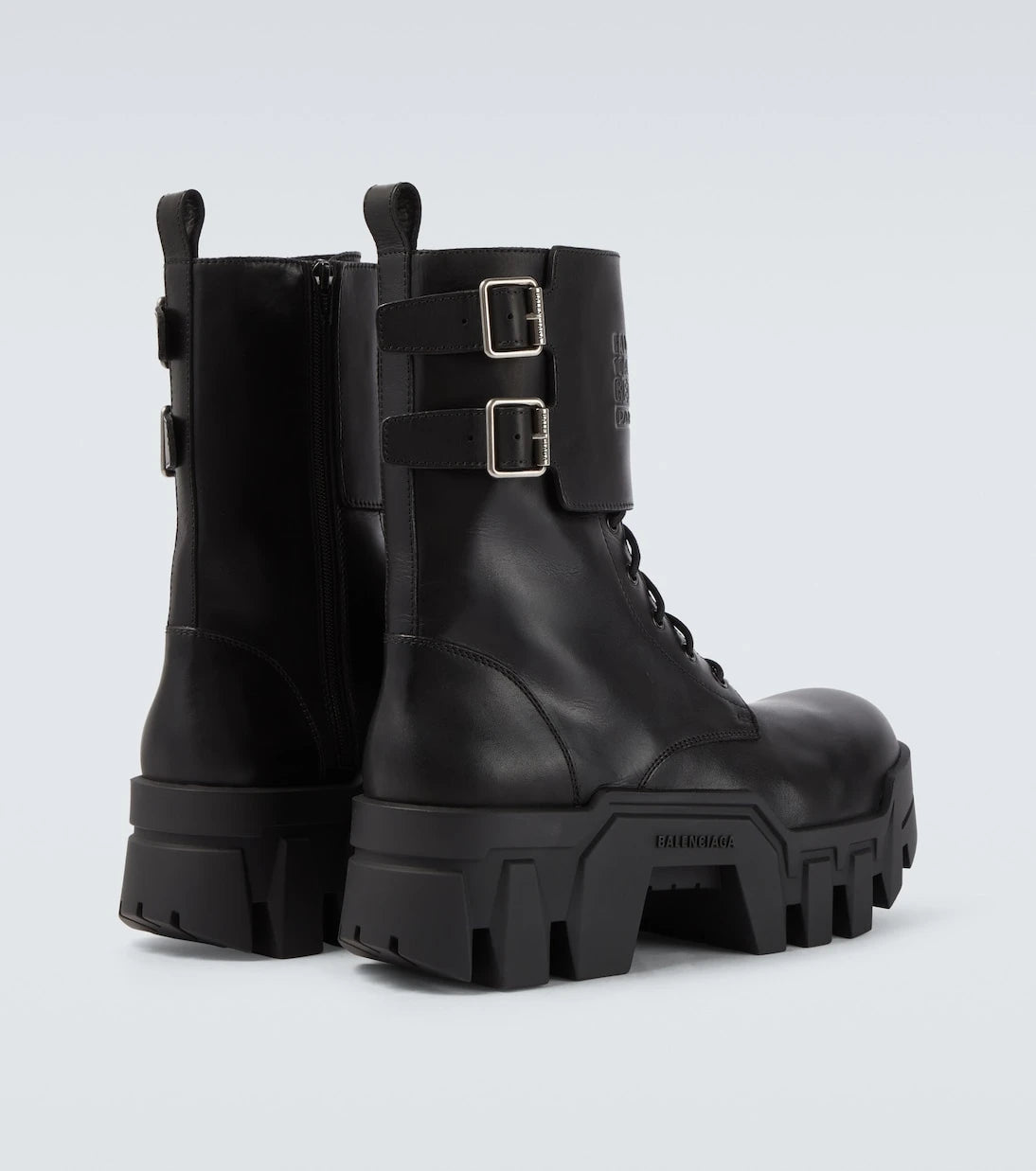 Balenciaga - حذاء قتالي جلد منقوش "بولدوزر"