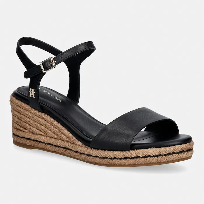 Tommy Hilfiger Deri Kıvrımlı Platform Sandalet MID WEDGE ESPAD LEATHER
