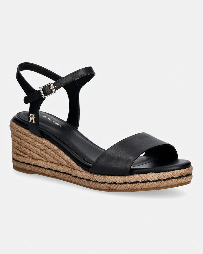 Tommy Hilfiger Deri Kıvrımlı Platform Sandalet MID WEDGE ESPAD LEATHER