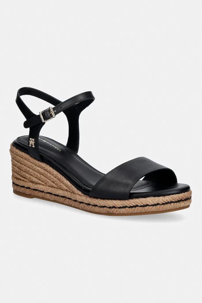 Tommy Hilfiger Deri Kıvrımlı Platform Sandalet MID WEDGE ESPAD LEATHER
