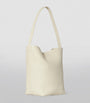 White Small Park Leather Tote Bag