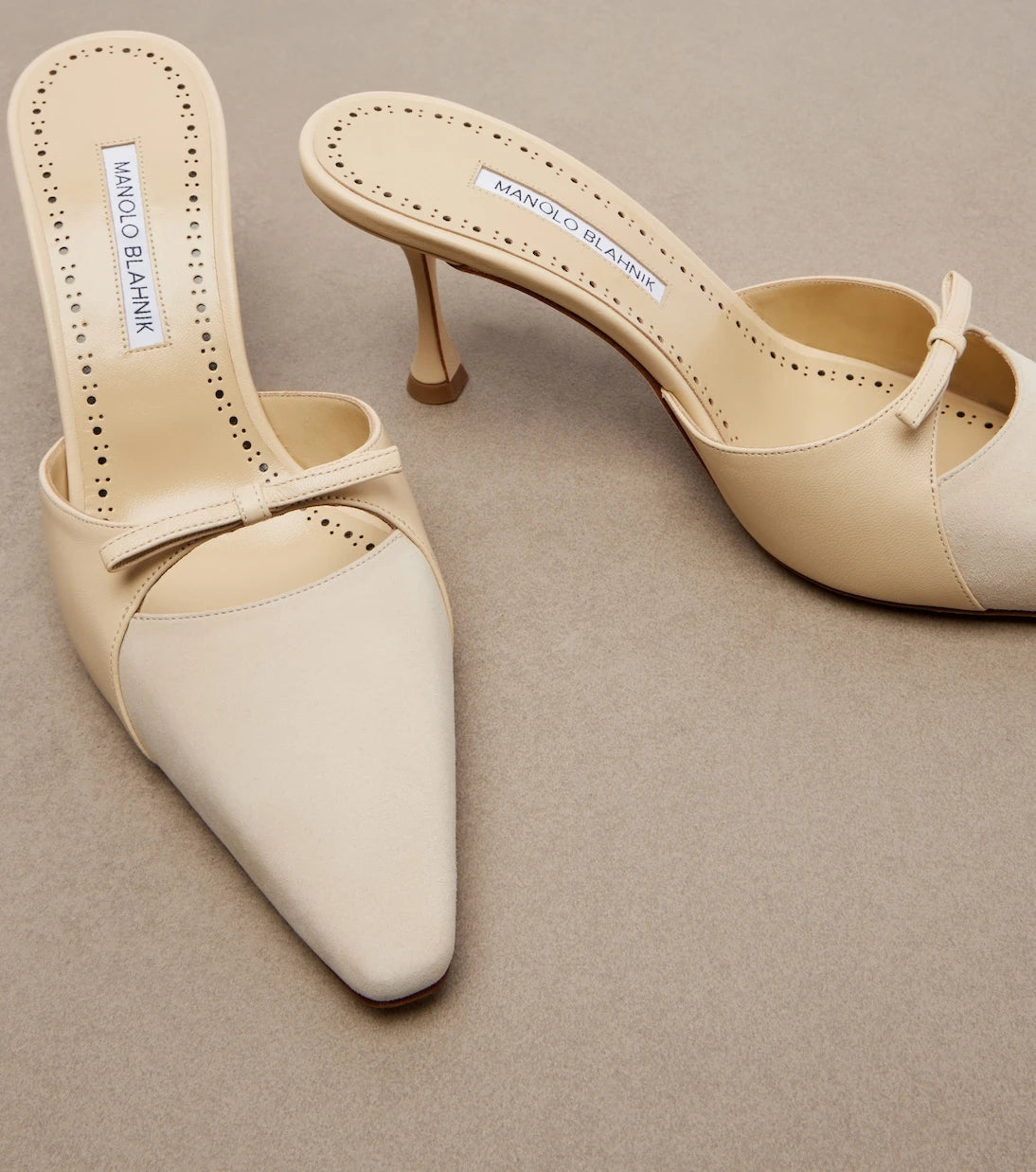 Manolo Blahnik - Tapidpla leather and suede mules