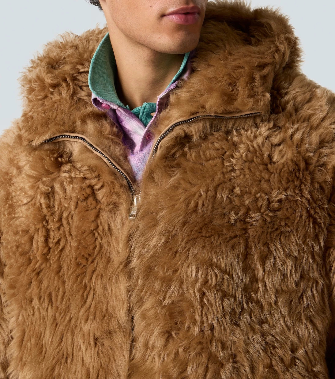 ERL - Hooded shearling coat