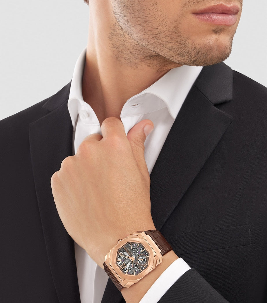 Rose Gold Octo Finissimo Skeleton 8 Days Watch 40mm