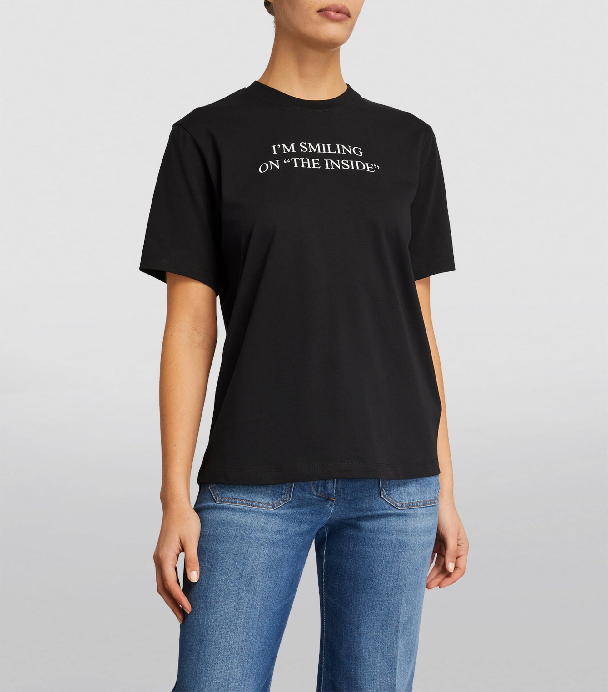 Victoria Beckham Black Organic Cotton Slogan T-Shirt