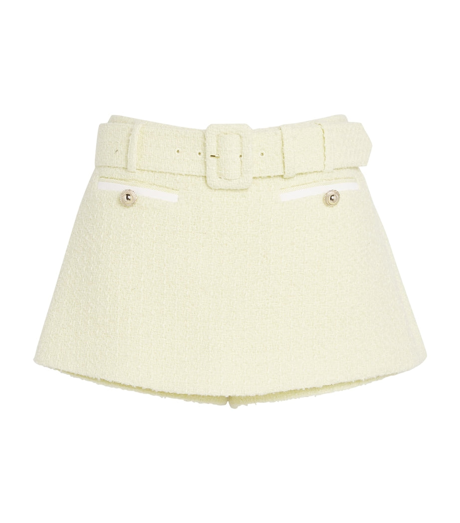 Self-Portrait Yellow Bouclé Belted Skort