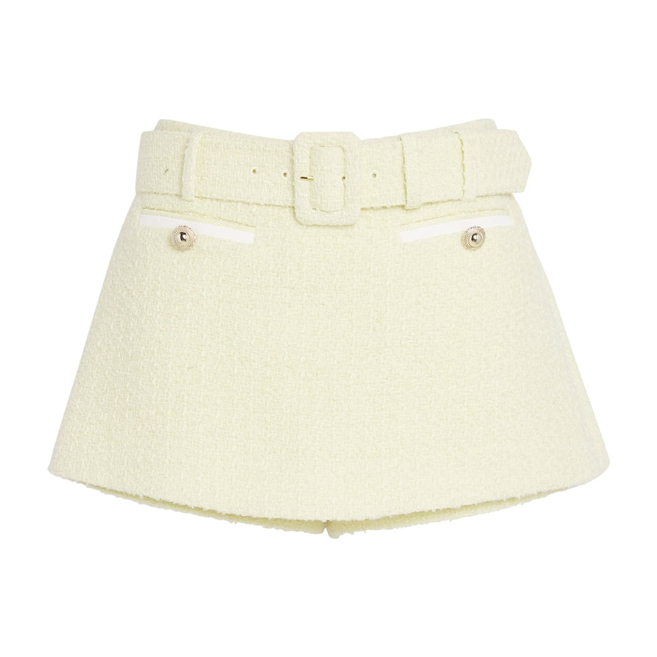 Self-Portrait Yellow Bouclé Belted Skort