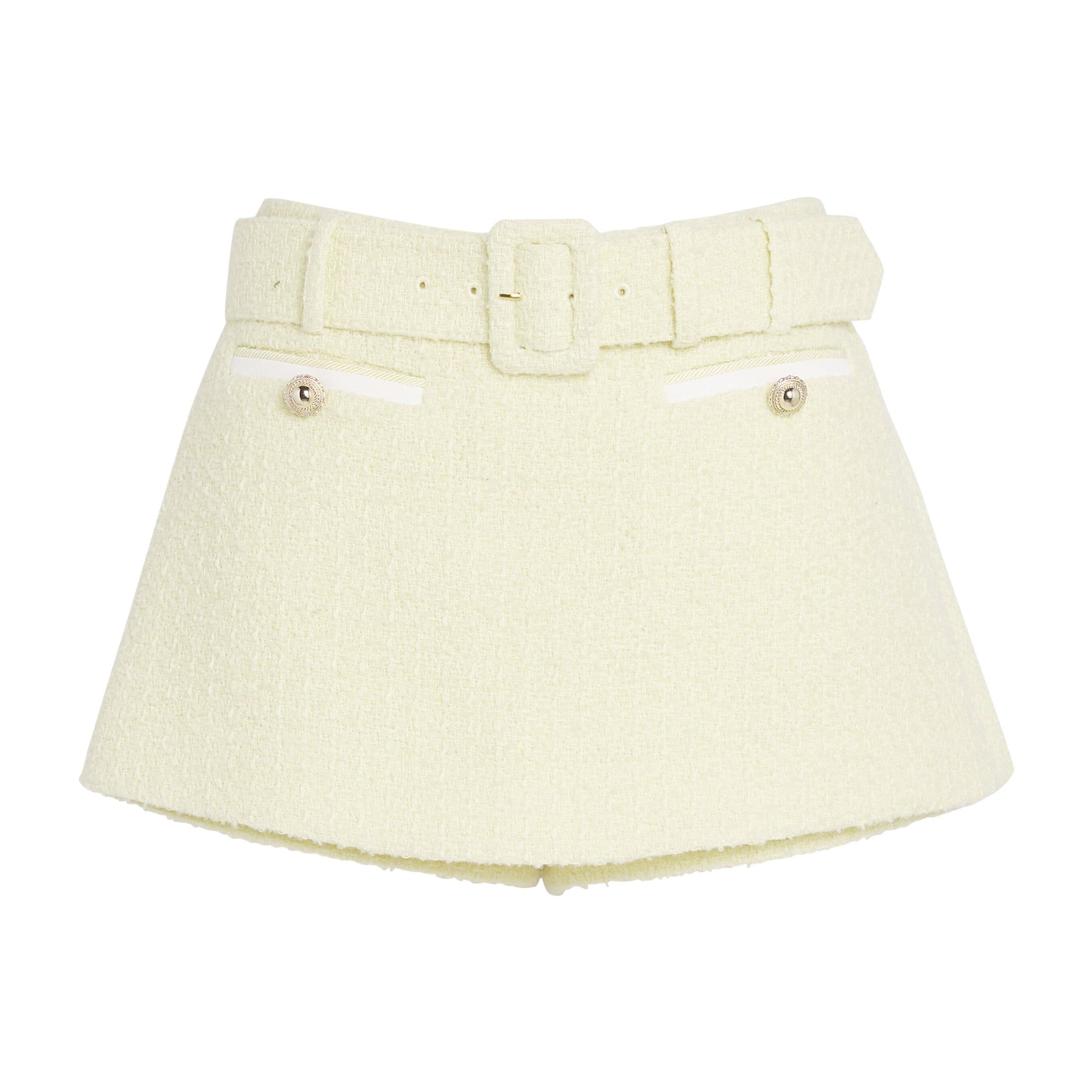 Self-Portrait Yellow Bouclé Belted Skort