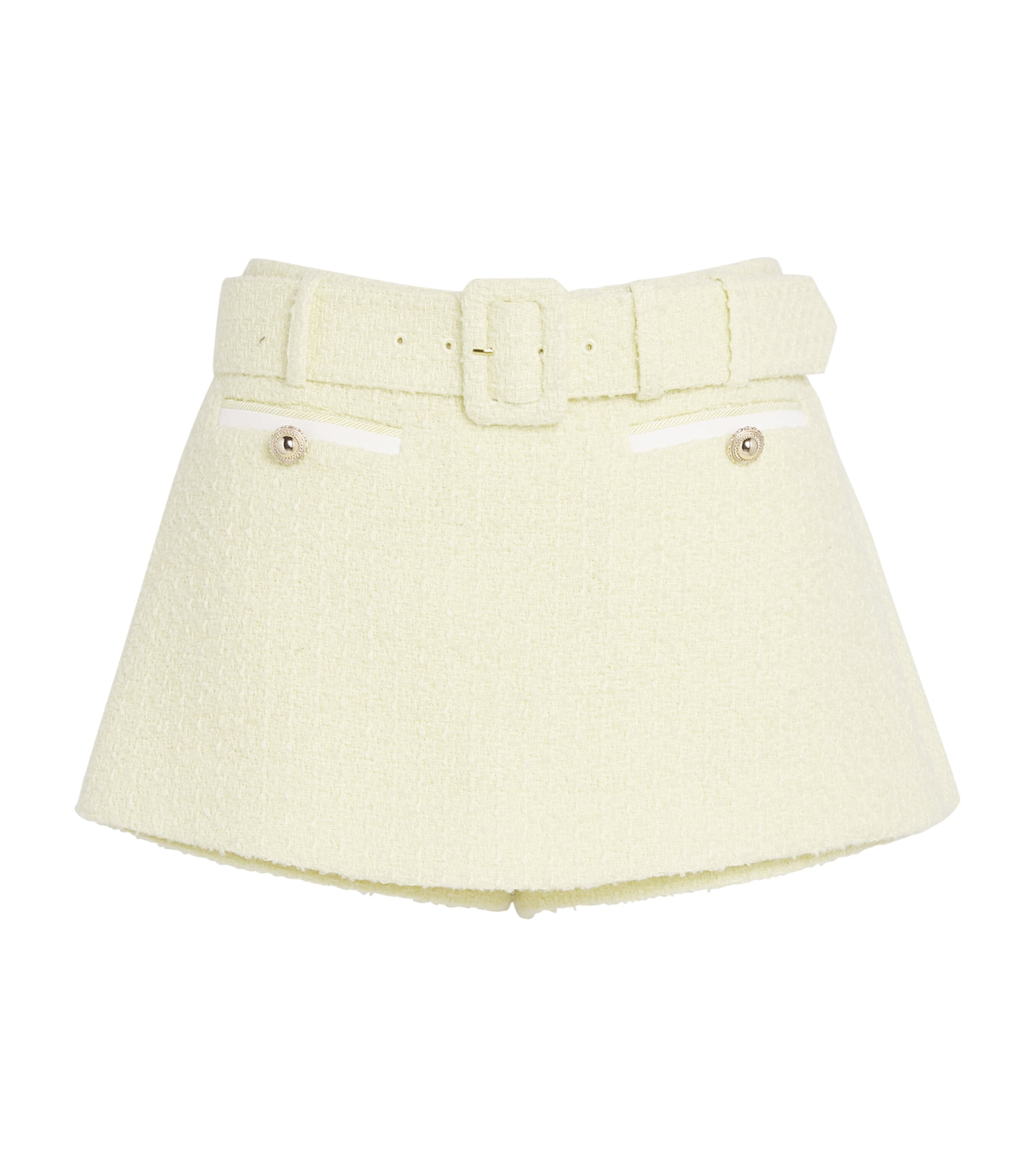 Self-Portrait Yellow Bouclé Belted Skort