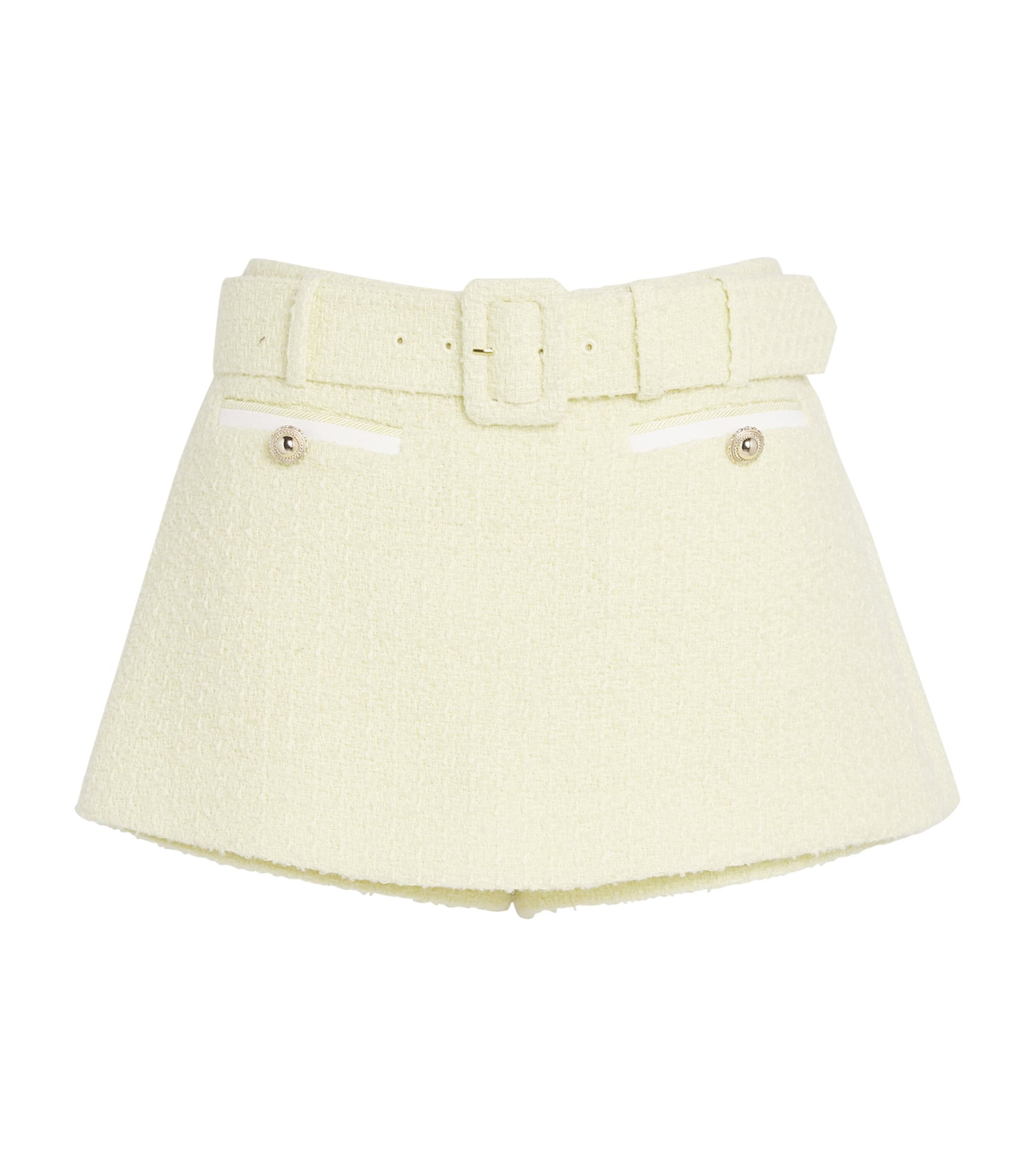 Self-Portrait Yellow Bouclé Belted Skort