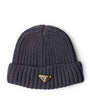 Prada Grey Wool Logo Beanie
