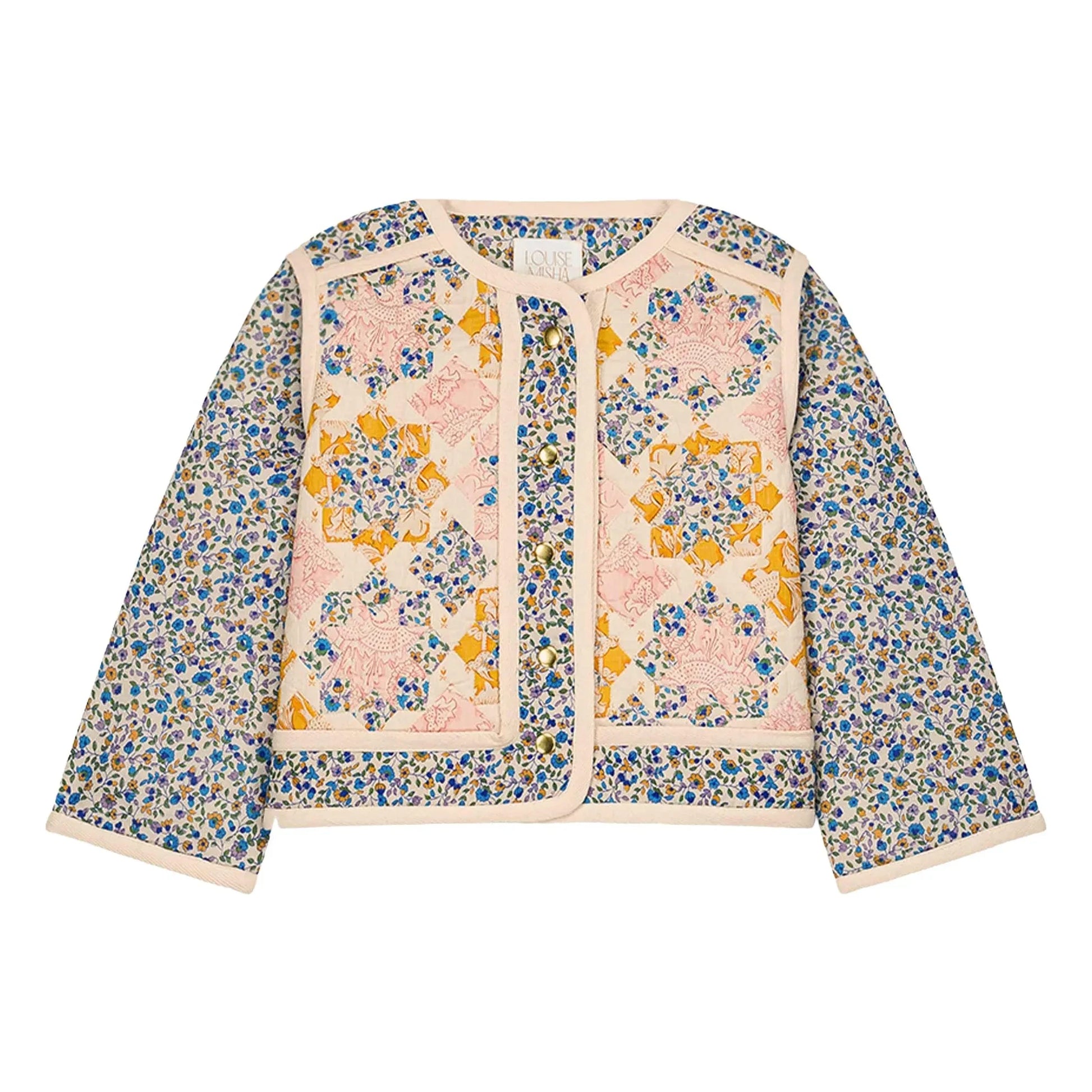 Louise Misha - Orishane Patchwork Quilted Jacket | Blue