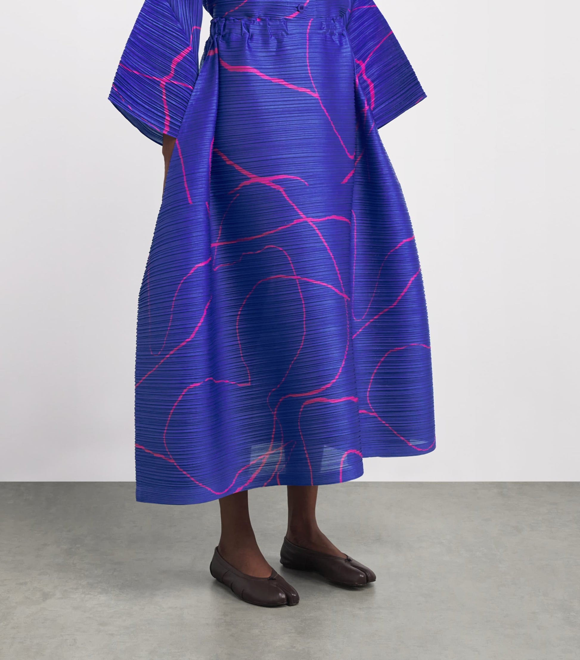 Pleats Please Issey Miyake Blue Printed Pause Midi Skirt