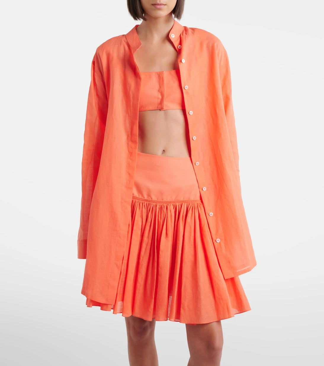 Alaïa - Layered cotton and linen shirt