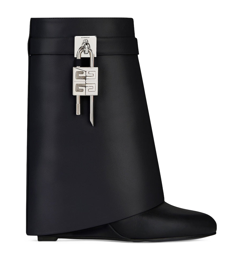 Givenchy Black Leather Shark Lock Ankle Boots 90