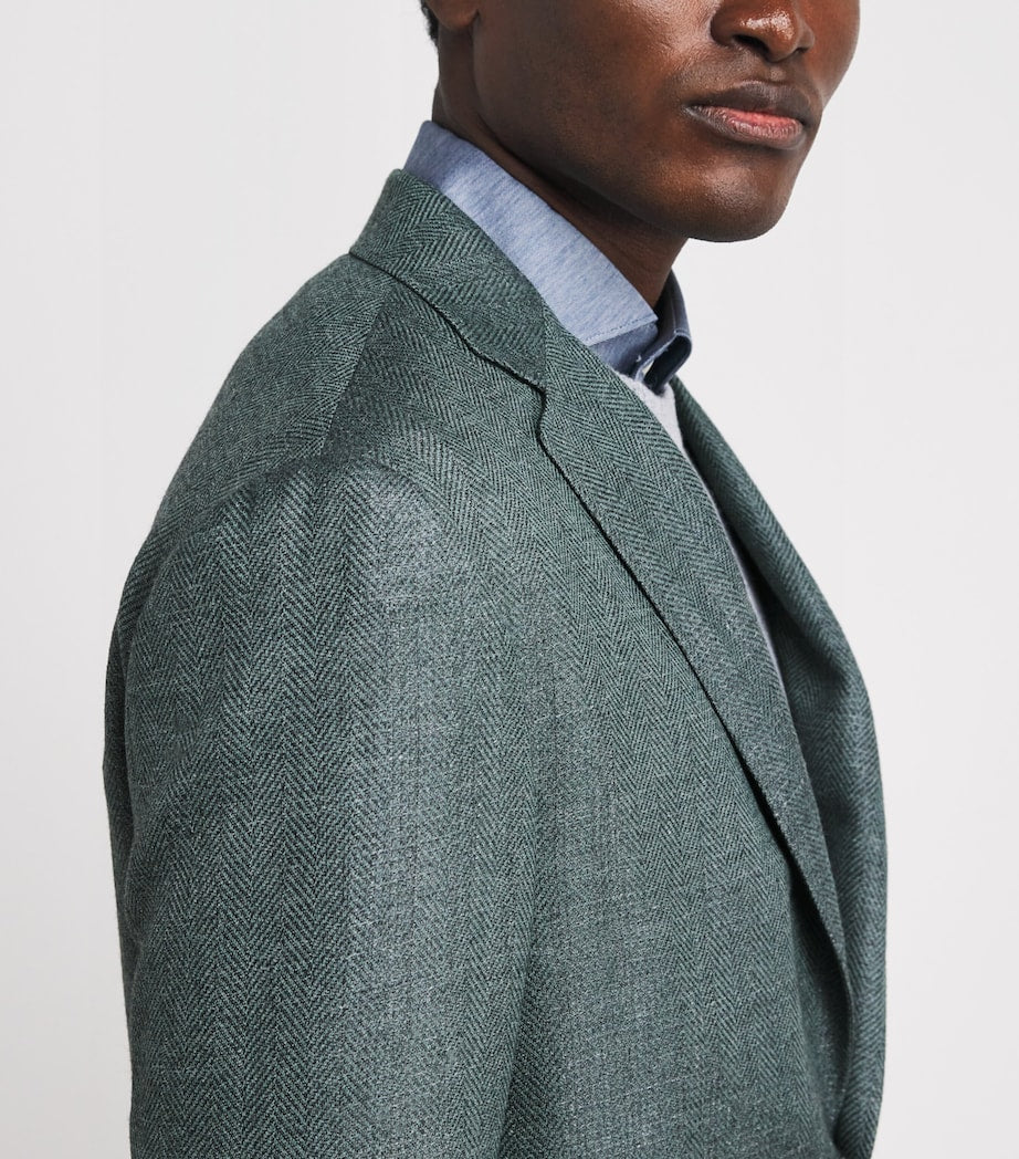 Canali Green Wool-Blend Tailored Blazer