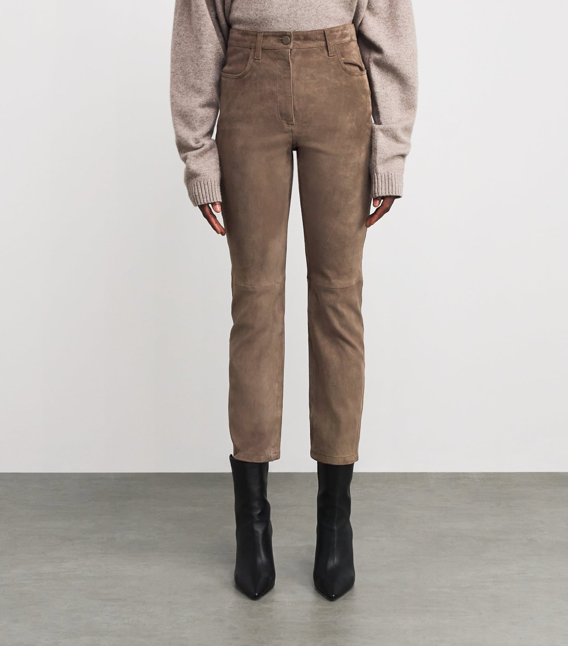 Brown Suede Duke Flared Trousers