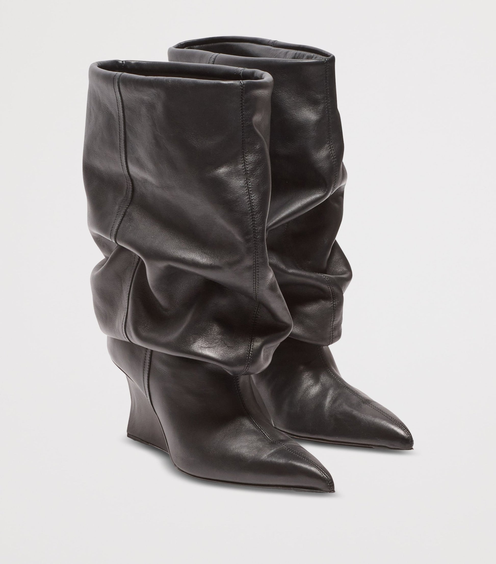 Balmain Black Leather Wedge Ankle Boots 60