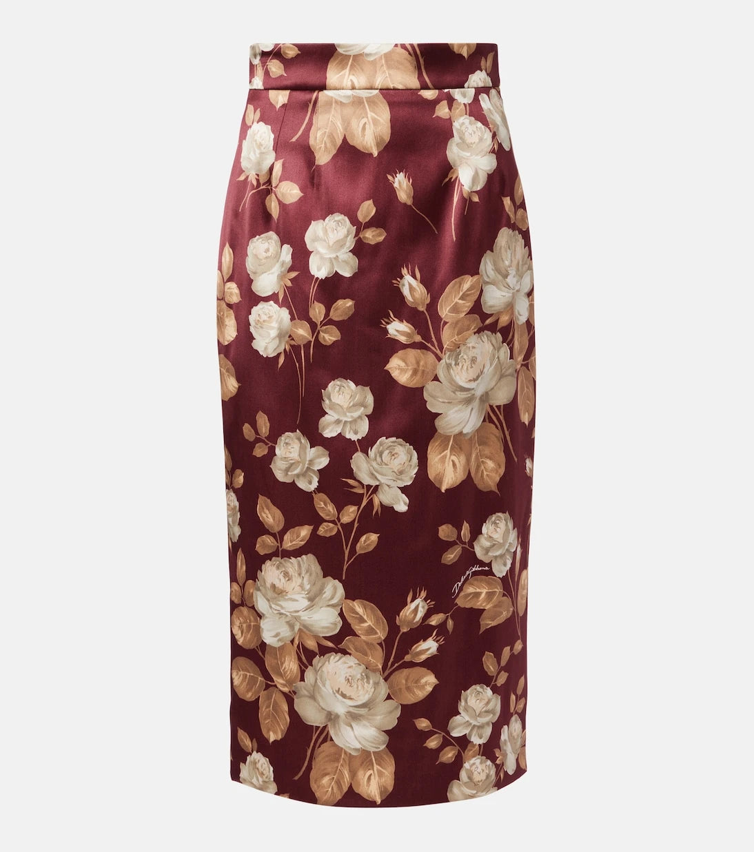 Dolce&Gabbana - Floral high-rise satin midi skirt