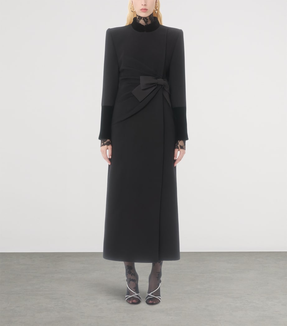 Valentino Black Virgin Wool-Cashmere Bow Overcoat