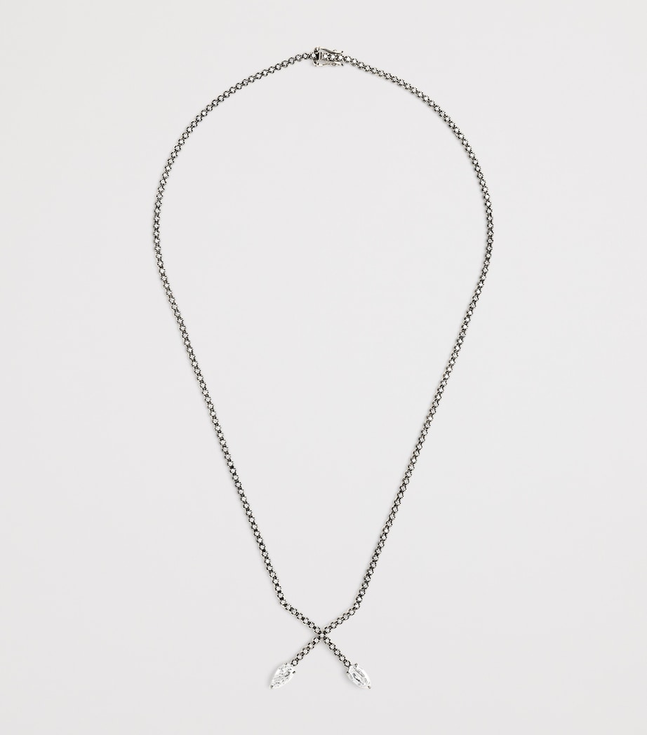 Eva Fehren Blackened White Gold and Diamond X Necklace