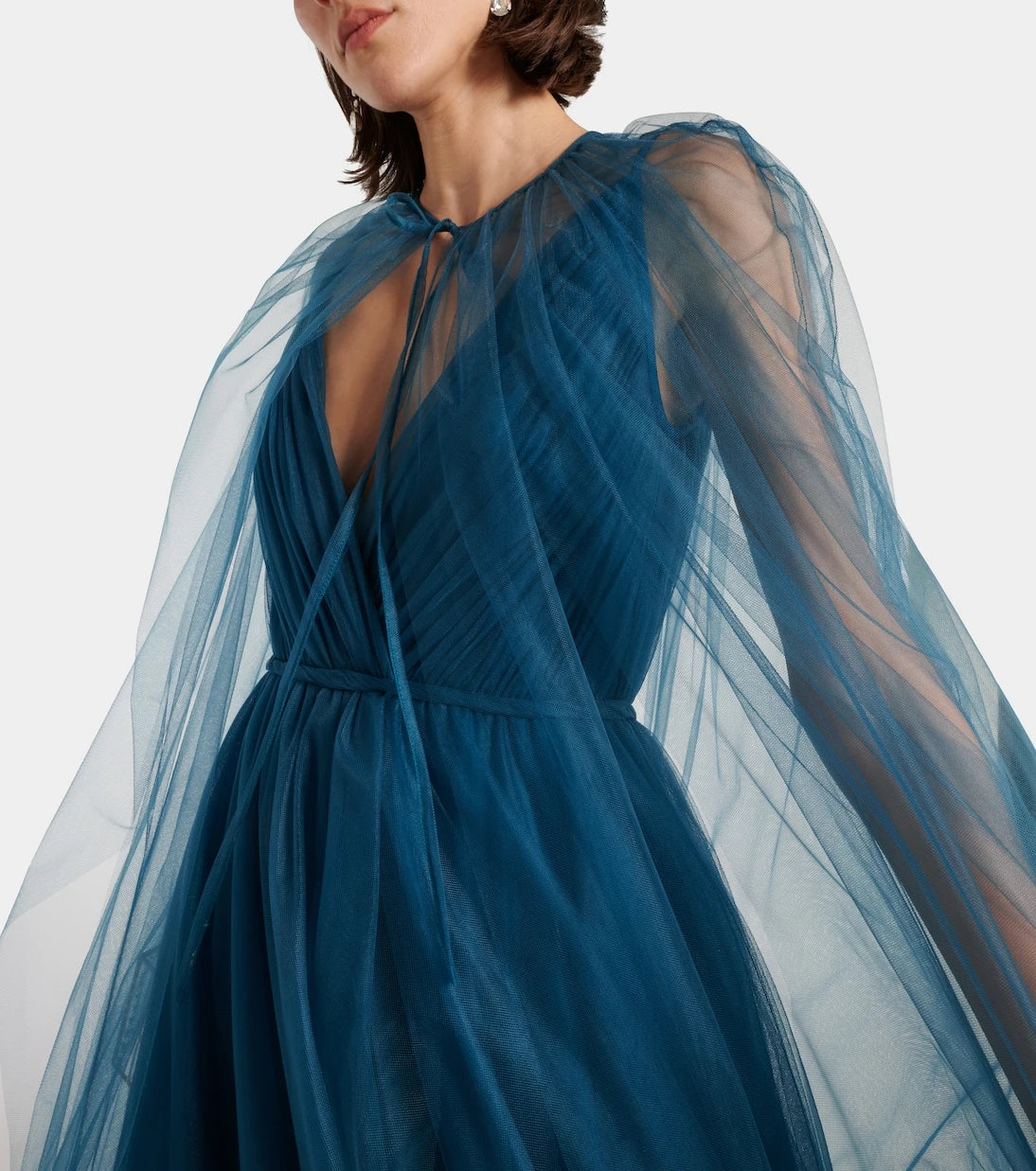 Costarellos - Cassandra caped tulle gown