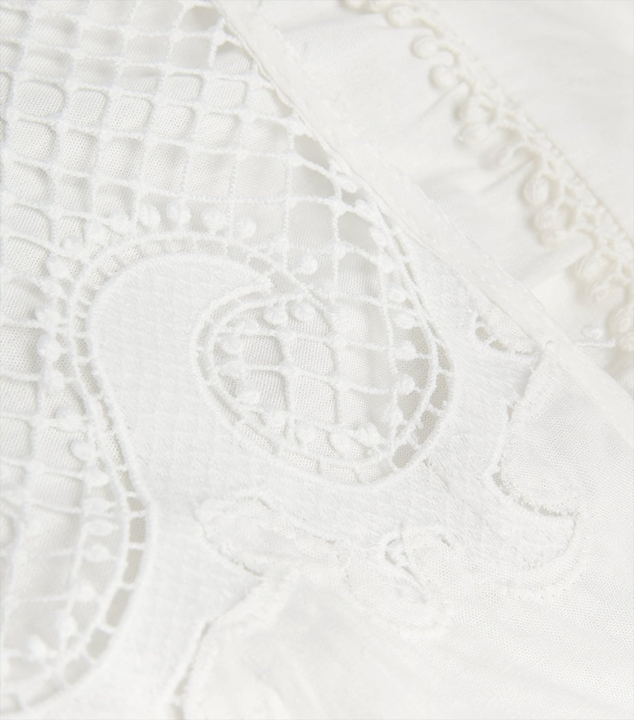 Maje White Lace-Insert Maxi Shirt Dress