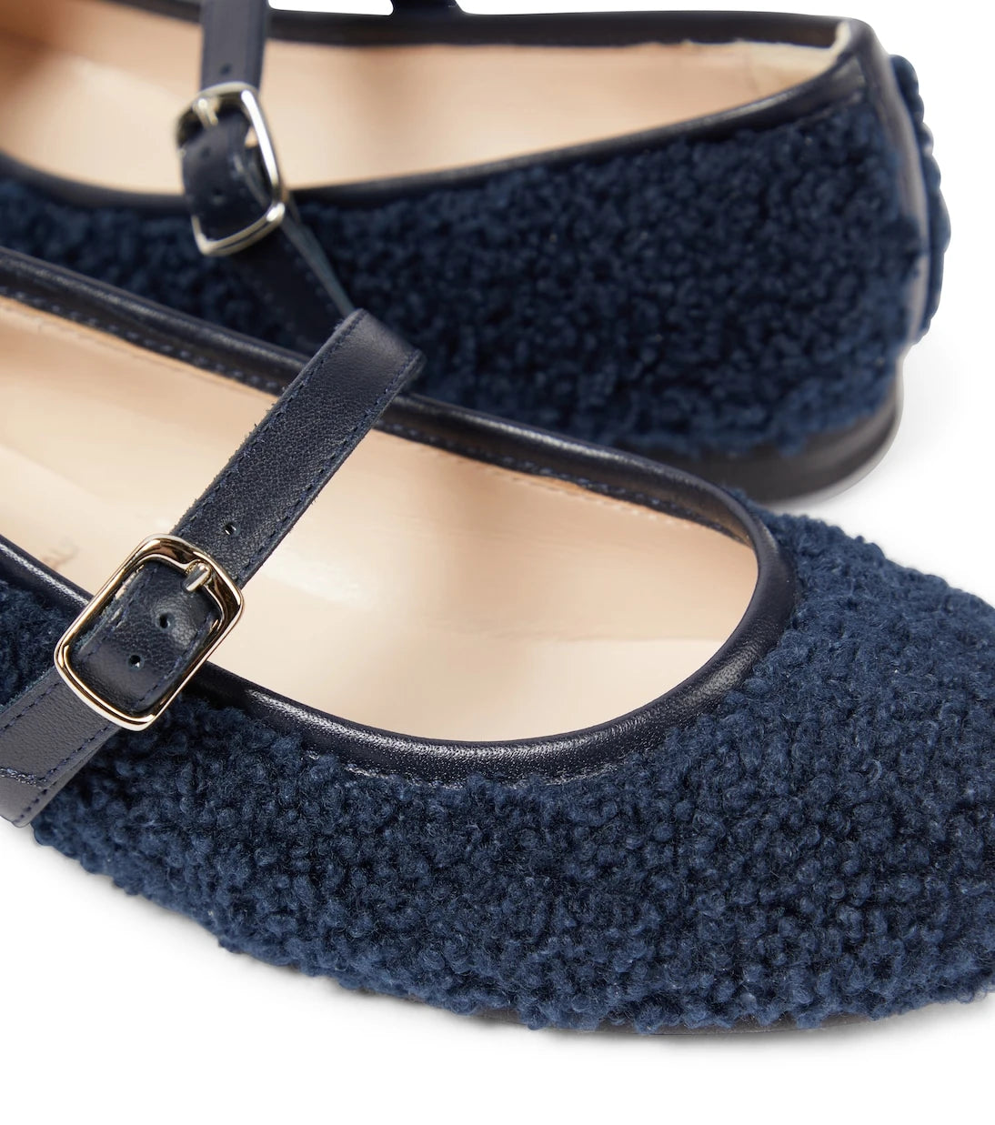 Il Gufo - Leather-trimmed faux shearling ballet flats