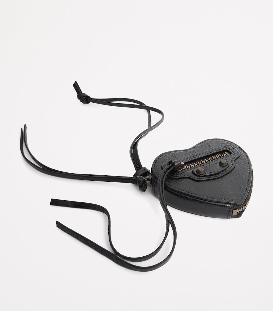 Balenciaga Black Leather Le City Heart Bag Charm