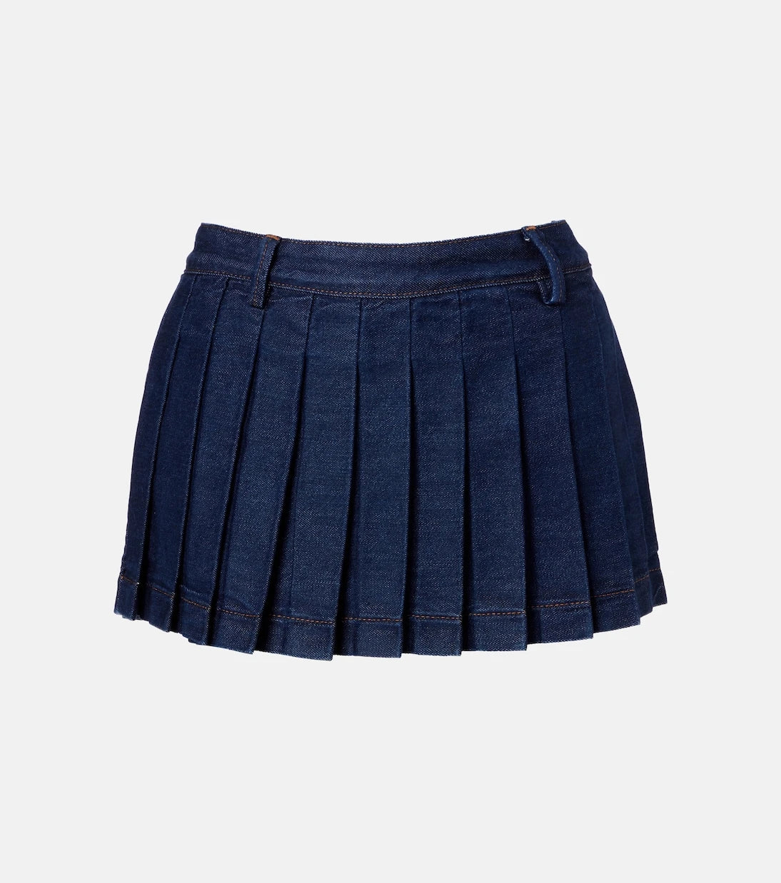 7 For All Mankind - Pleated low-rise denim miniskirt