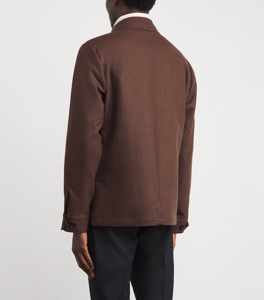 Brown Wool-Silk Overshirt