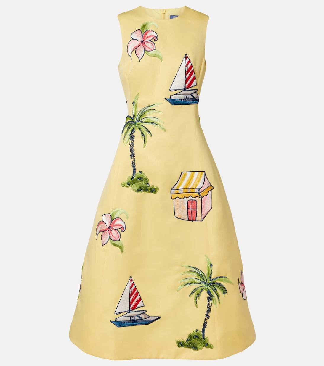 Leo Lin - Beaded patch-appliqué midi dress