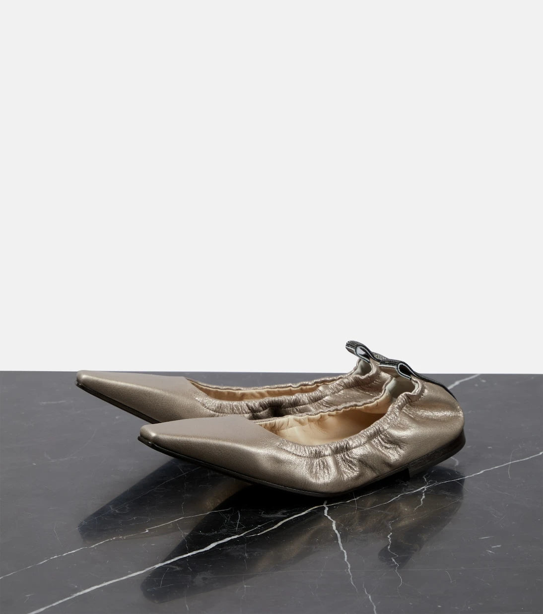 Brunello Cucinelli - Metallic leather ballet flats