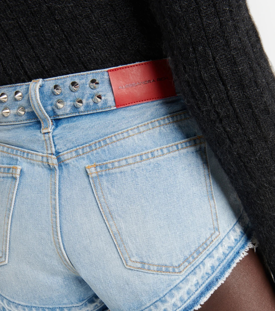 Alessandra Rich - Embellished mid-rise denim shorts