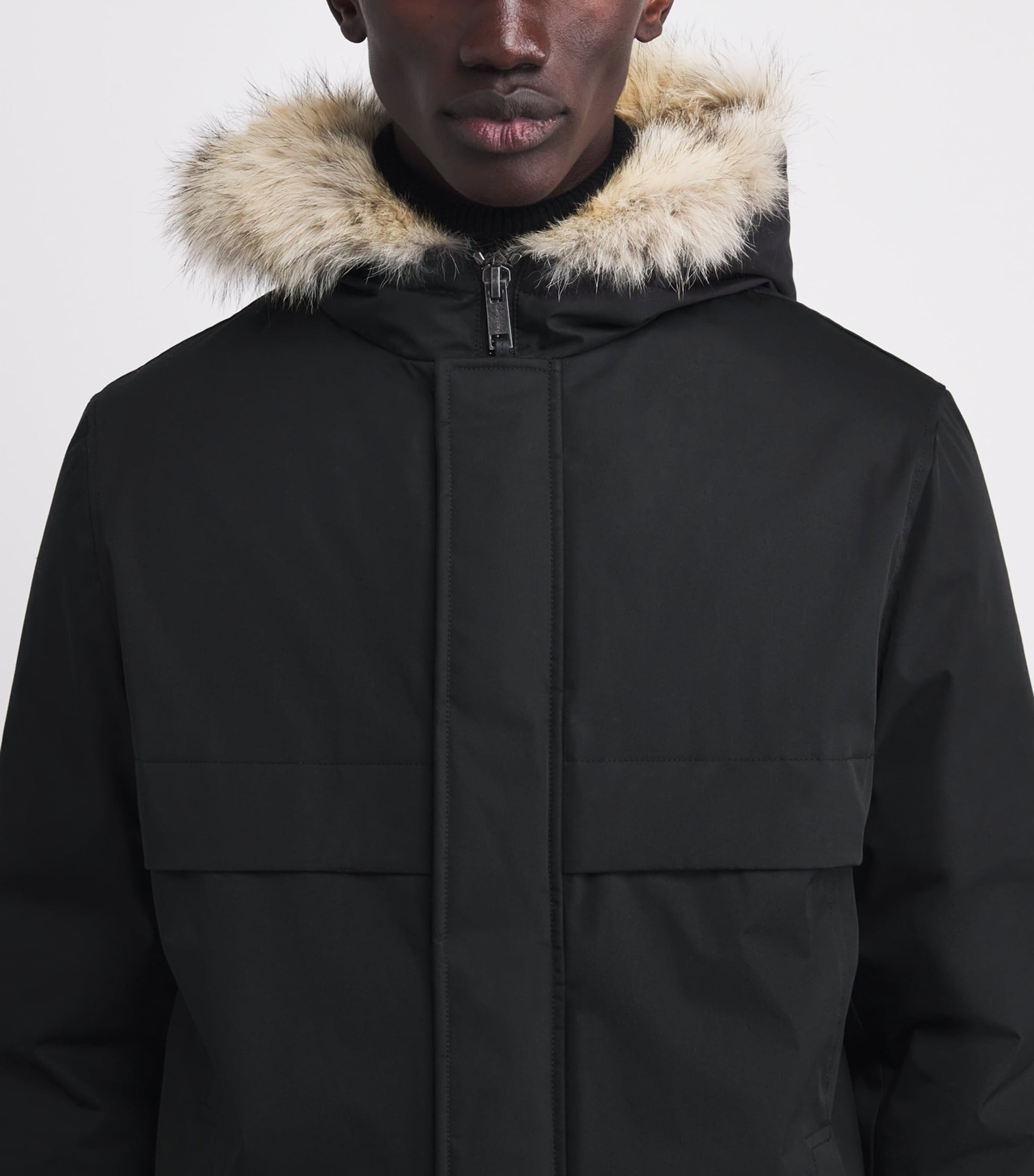 Yves Salomon Black Down Coyote Fur-Trim Waterproof Parka