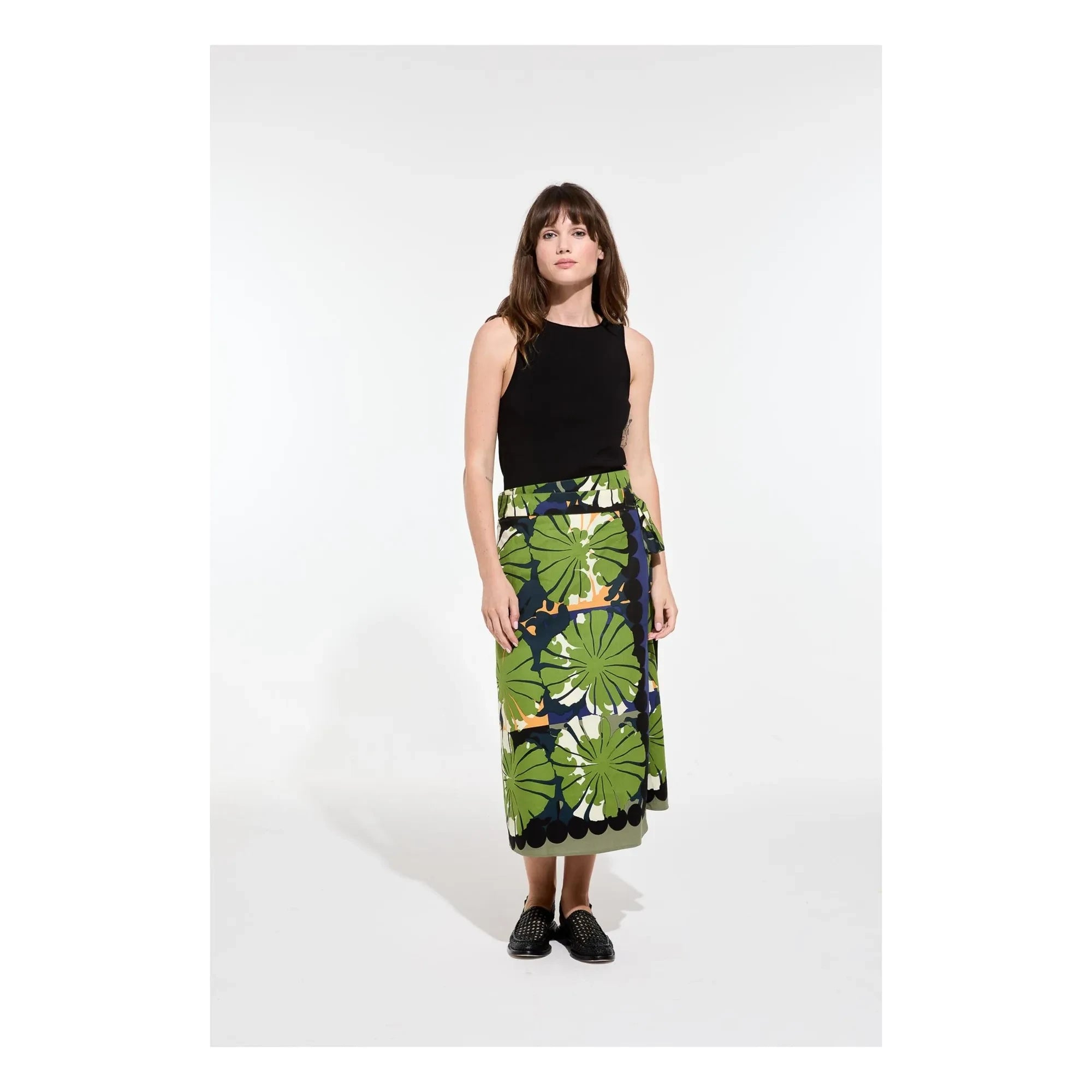 Mapoésie - Zoé Poppy Cotton Poplin Skirt | Dark green