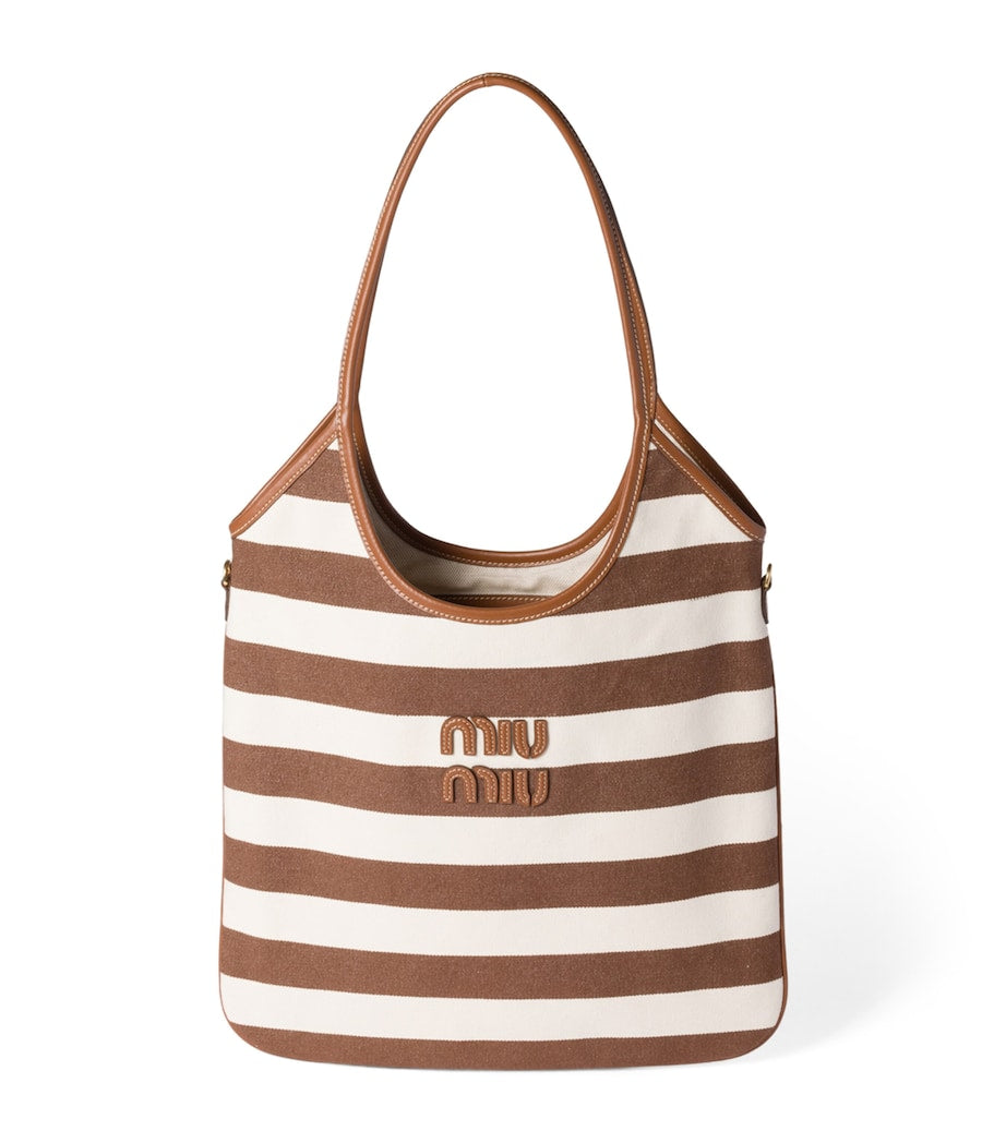 Miu Miu Brown Canvas-Leather Ivy Tote Bag