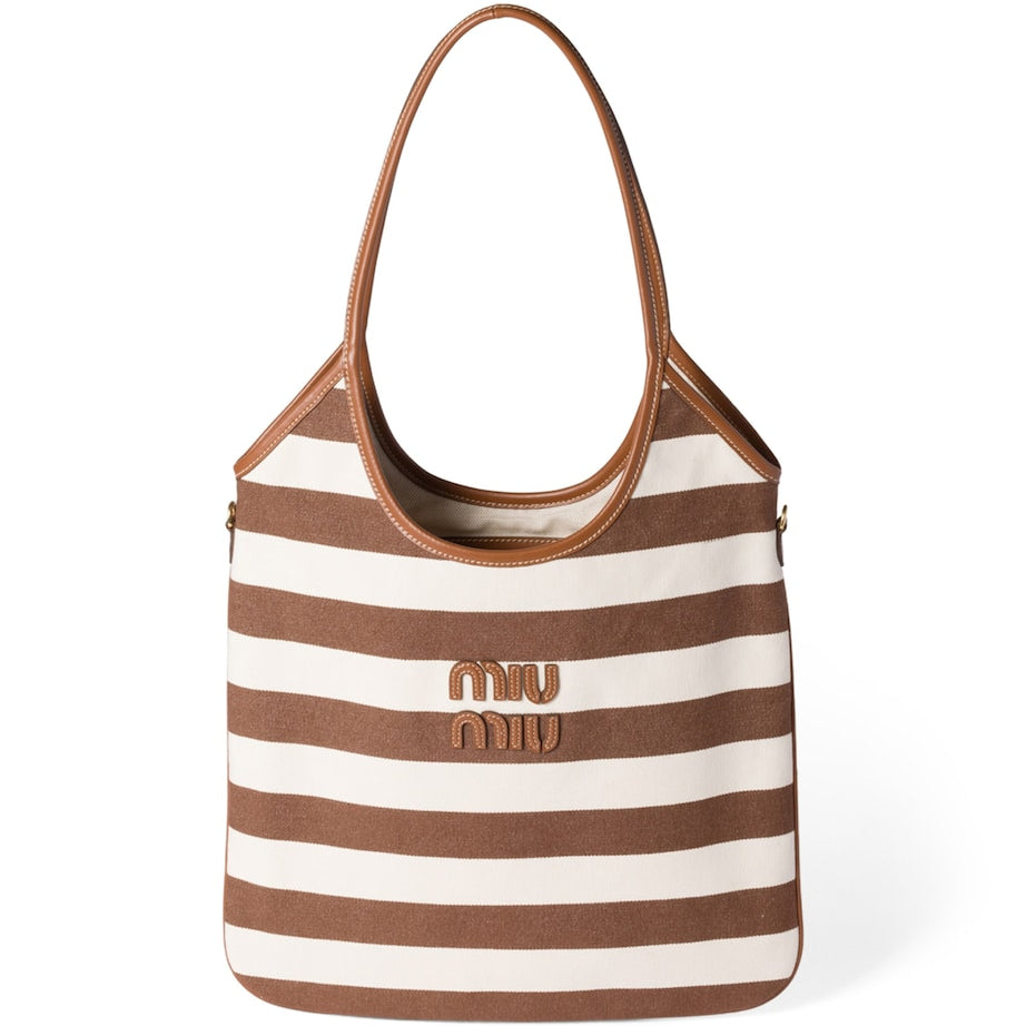 Miu Miu Brown Canvas-Leather Ivy Tote Bag