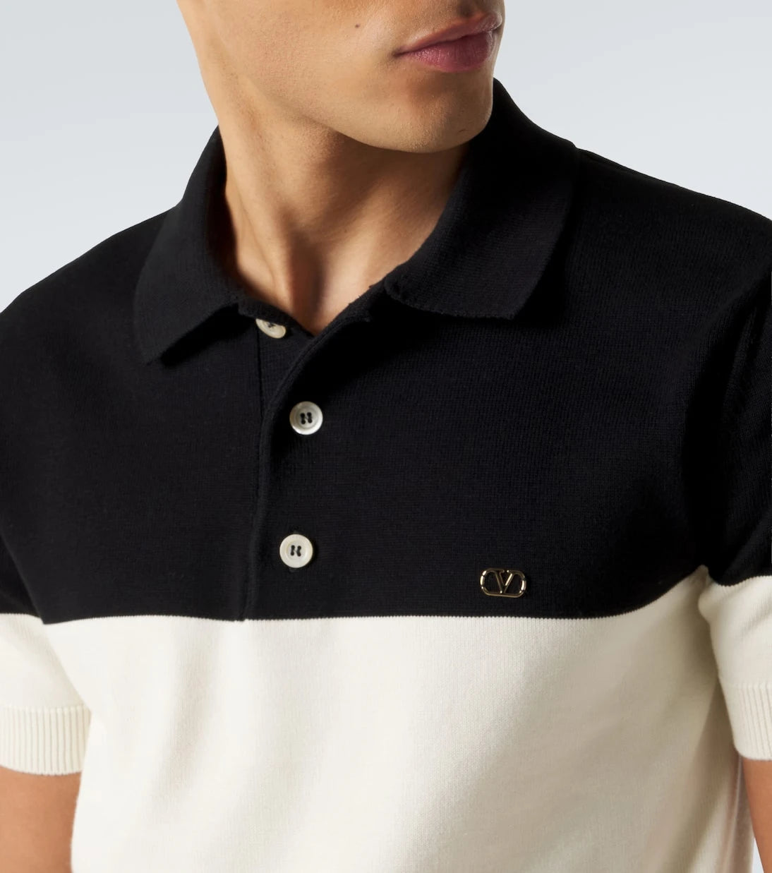 Valentino - VLogo striped cotton polo sweater
