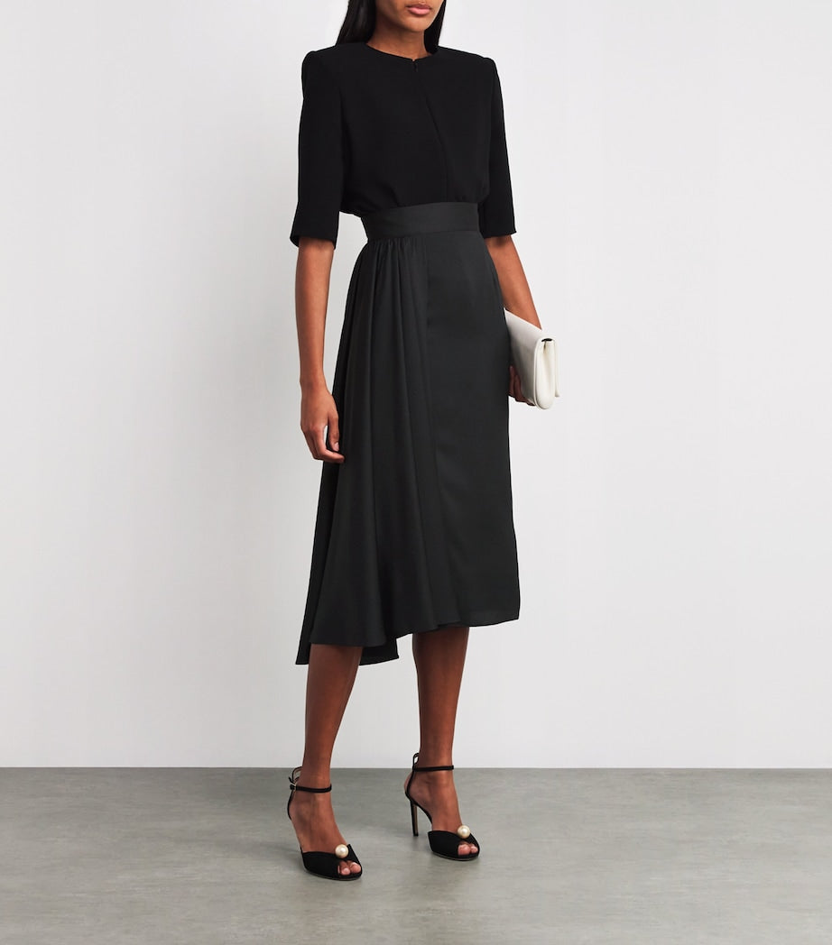 Edeline Lee Black Charmeuse Aurora Maxi Skirt
