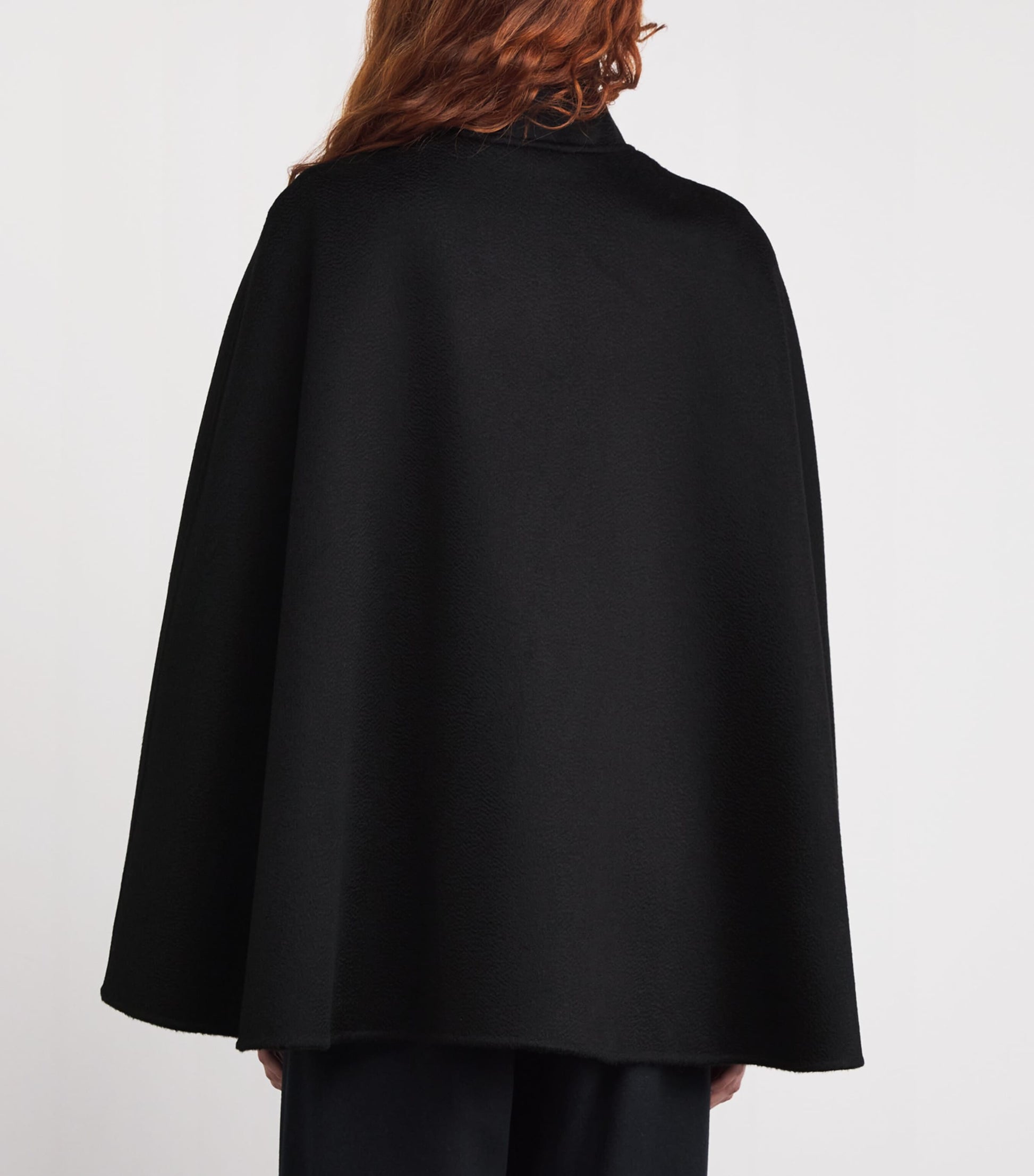 Black Double Cashmere Cape Coat