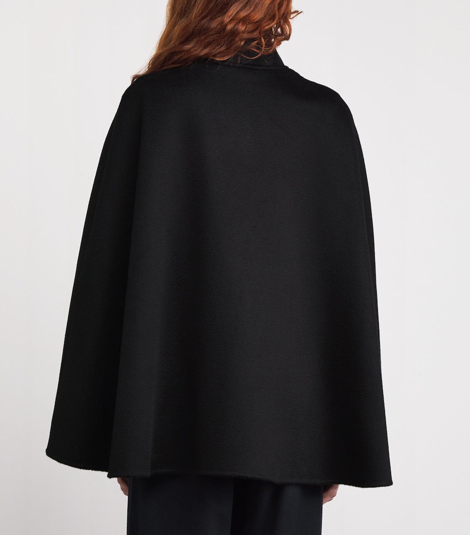 Black Double Cashmere Cape Coat